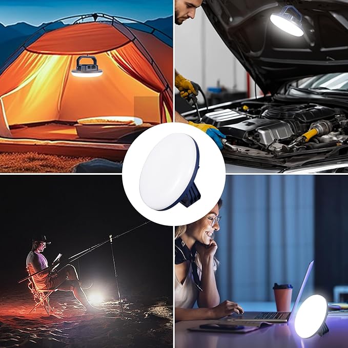 VAVOFO 42W LED Camping Lantern Rechargeable 4000LM180 LED with 3 Lighting Modes 10000mAh Portable Tent Light with Magnet IP65 Waterproof for Emergencies  Power OutagesHurricane (Blue)