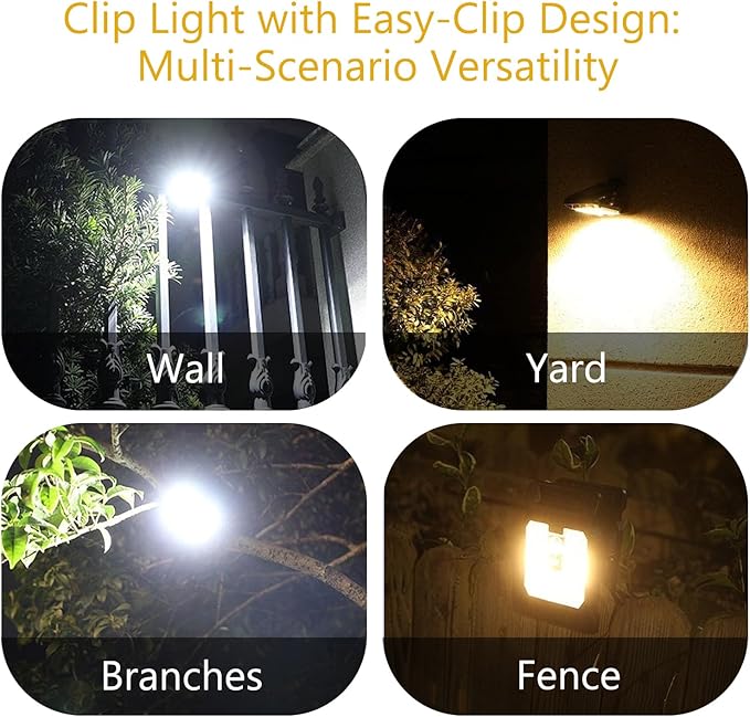 2Pack Clip on Solar Lights Outdoor Waterproof Motion Sensor Lights 3 Modes 3 Mounting Ways Solar Security Lights for Fence Wall Garage Patio Umbrella (2Pack 28LEDs)