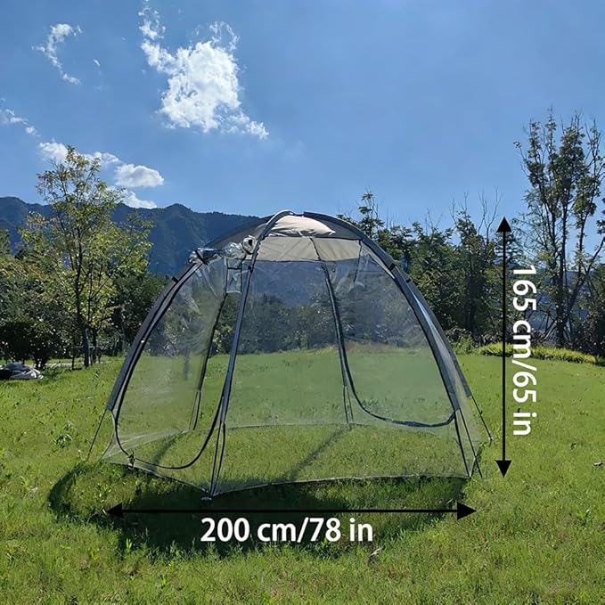 2 Person Transparent Sports Tent 360° Panoramic View Windproof Portable Outdoor Clear Bubble Tent for Winter Camping Fishing and Sports Activities