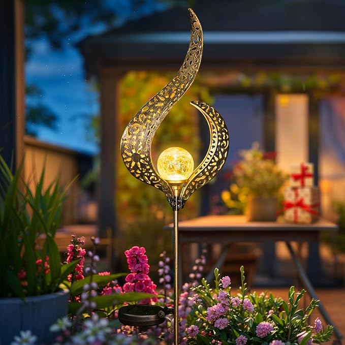 HOMEIMPRO Outdoor Solar Garden Lights Waterproof Gifts for Mom Dad Yard Art Pathway Lawn Ornaments Outdoor DecorBirthday Gifts for Wife Women (Bronze2Pack)