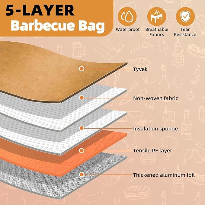 16L Orange Collapsible BBQ Prep Tub with Locking Lids &amp 21 Inch Pro Tyvek Brown BBQ Blanket for Resting Meat