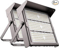 Upgrade 400W Outdoor Flood Lights with Brim AC100-277V LED Stadium Lights 60000Lm Eqv. 1600W HPS IP65 Waterproof Area Lighting with Adjustable U Bracket-2Pack