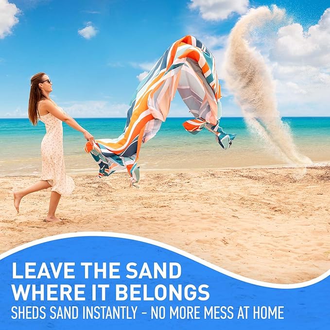Everlasting Comfort Large Beach Blanket Waterproof &amp Sandproof - 80 x 80/ 6.7ft x 6.7ft - Lightweight Picnic Mat Camping Necessities for 4 People - Accessories for Outdoor Festivals - Orange