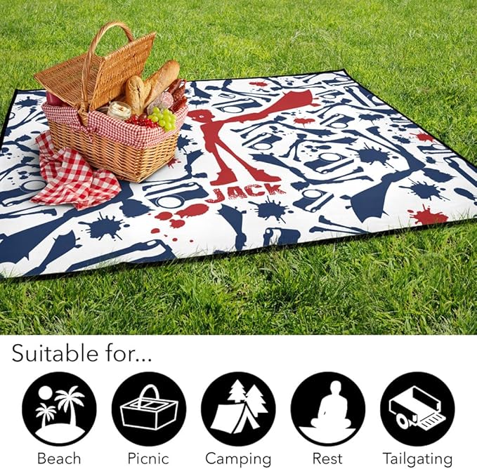 LOGOVISION Jack Pattern Outdoor Blanket for Picnic Beach Camping Park Tailgate 50x60