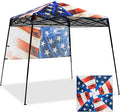 EAGLE PEAK 8x8 Pop Up Canopy Tent with Sidewall Compact Portable Slant Leg Instant Sun Shelter for Beach Sports &amp Camping 8x8 Base 6x6 Top Stars and Stripes