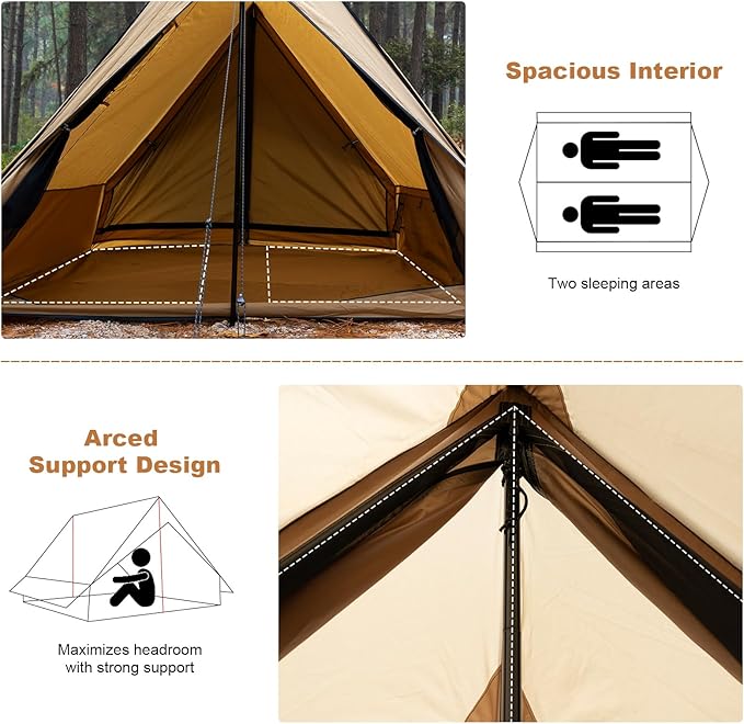 Hot Tent with Stove Jack 4-Season Waterproof Chalet Tent Easy Setup Weather-Resistant Shelter for Winter Camping &amp Outdoor Adventures