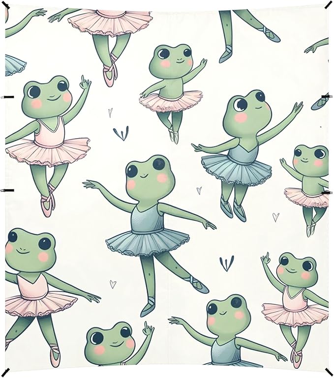 Ballerina Frogs Seamless Pattern Camping Sun Shelter Beach Tent Portable Beach Sun Shade Outdoor Canopy for Camping Trips Fishing Picnic