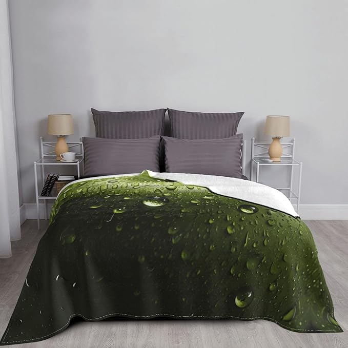 Green Fruit 50x40 Printed Soft Fleece Blanket for Sofa Bed and Camping - Cozy Blanket for Travel Picnics Nighttime Use