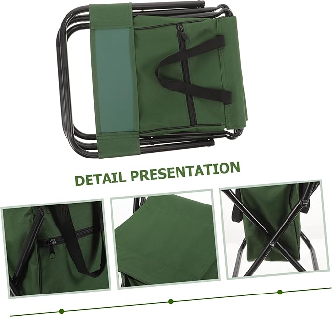 Yardwe Outdoor Folding Chairs Portable Chair Green Folding Chair Storage Bag for Fishing