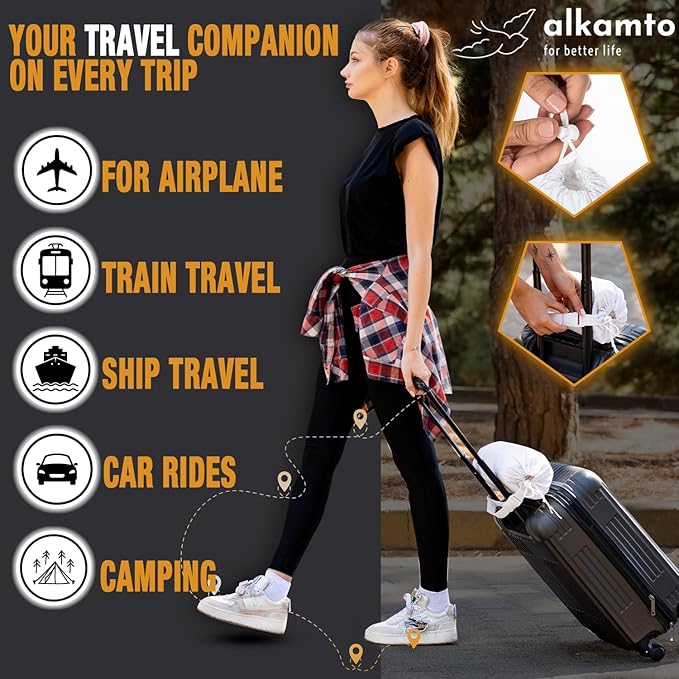 alkamto Travel &amp Camping Comfortable Memory Foam Pillow – Easy to Carry Portable Bag – Temperature Regulating Pillow Case (Pink Contour + Extra Cover)