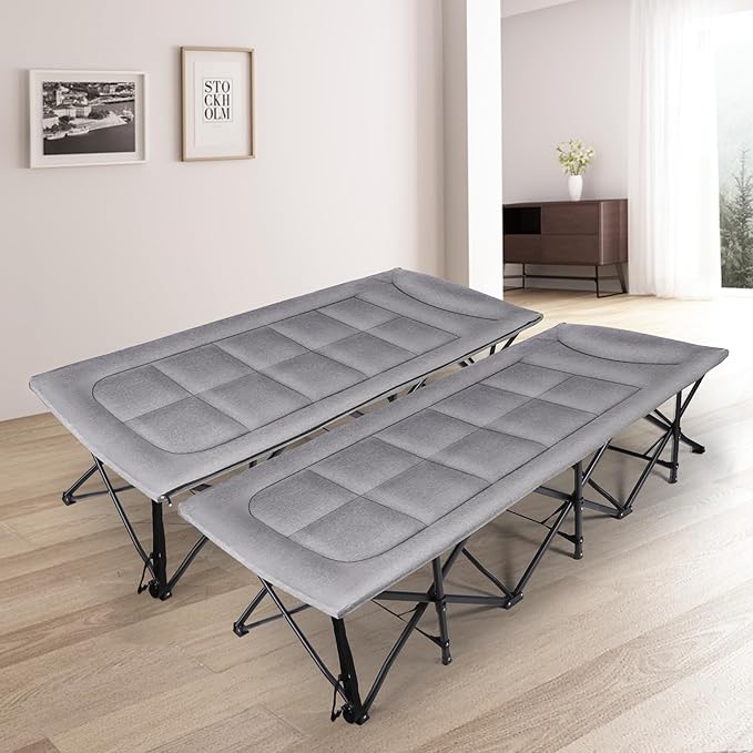 REDCAMP 2 Person Extra Wide Camping Cots for Adults 500lbs 59 W Oversized Heavy Duty Sleeping Cots XXXL Cots Portable for Indoor Office Outdoor Grey