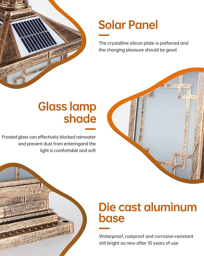 LED Solar Post Light Outdoor Aluminum Fence Post Cap Lamp Remote Control Dimmable Pillar Lights Solar IP65 Waterproof Column Light 15.7 X 7.3 Pillar Pedestal Lantern for Garden Yard