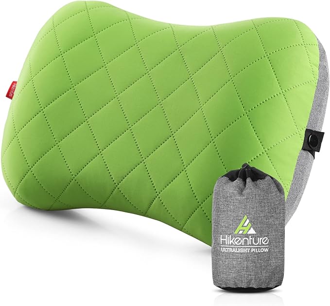Hikenture Camping Pillow with Removable Cover - Ultralight Inflatable Pillow for Neck Lumbar Support - Upgrade Backpacking Pillow - Washable Travel Air Pillows for Camping Hiking Backpacking