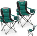 2 Pack Camping ChairsOversized Folding Lawn Chairs for Adults w/3 Levels Adjustable Angled BackrestCup HoldersCooler BagHeavy Duty Camp Chair Support to 400lbsPortable for Outdoor