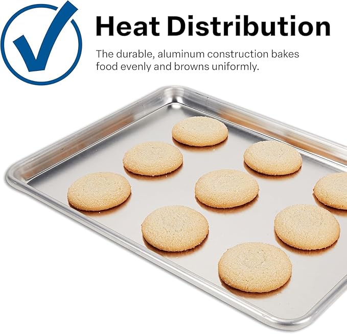 FSE Commercial Sheet Pan Full Size 16-Gauge Aluminum Bun Pan 18 L x 26 W x 1 H (Measure Oven Recommended) Silver Pack of 12
