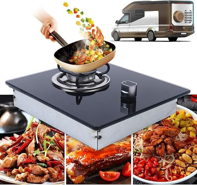 Propane Gas Cooktop Single Burner Stove portable Camping Stove L-P-G 1800W Tempered Glass Gas Hob Cooker with Knob-Control for RV Outdoor Kitchen Boat Caravan Camper