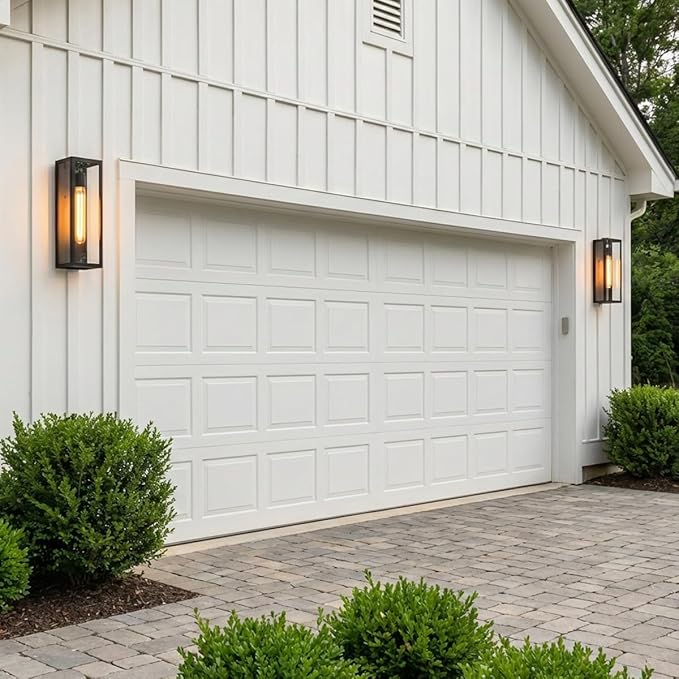 Motion Sensor Outdoor Lights for House 2-Pack 16'' Anti-Rust Large Outdoor Porch Lights Wall Mount Dusk to Dawn Coach Lights with Photocell Sensor Black Outside Sconce Garage Exterior Lighting