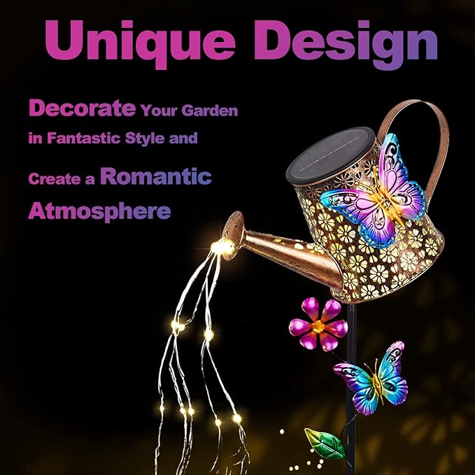 Solar Watering Can with Lights Outdoor Garden 41 Tall Waterproof Garden Stake Lights Decoration for Yard Lawn Patio Pathway Front Porch Landscape Gardening Gifts for Mom Grandma Women Birthday Gift