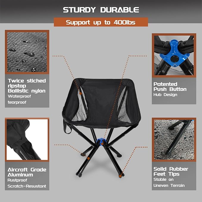 Portable Camping Chair Folding Beach Backpacking Chair for Adults Hiking Climbing Picnic for Outdoor with Carry Bag.