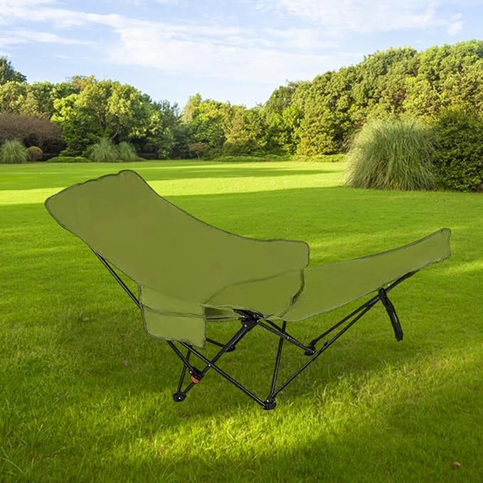 Folding Chaise Lounge Chair Reclining Chair Foldable Heavy Duty Stable Recliner Lounger for Garden Fishing Sports Patio Beach Green