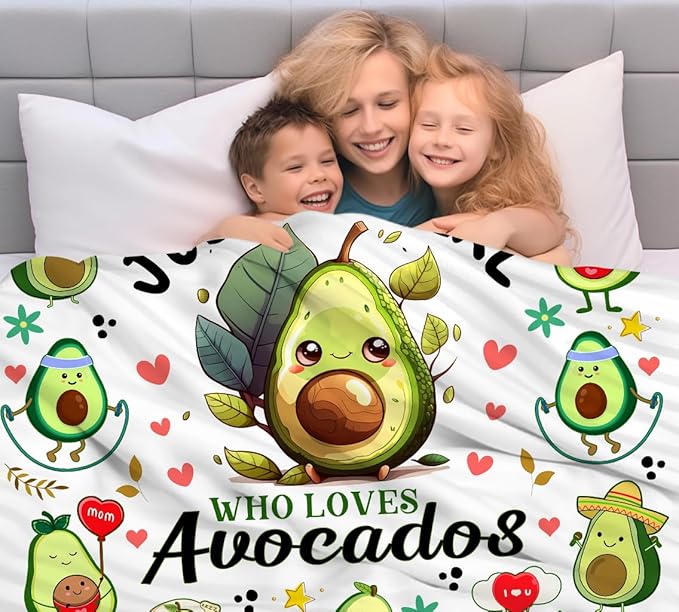 Cute Avocado Blanket Cartoon Avocados Throw Blankets Soft Fruit Avocado Plush Stuff Blankets Best Christmas Birthday Gifts for Girls Women Kids Adults 60x50