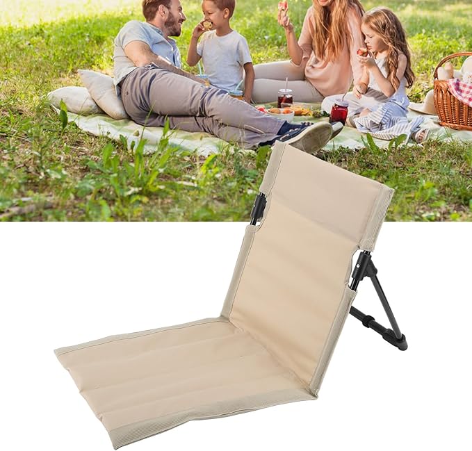 Outdoors Beach Loungers Beach Lounge Chairs Beach Chairs Portable Folding Beach Mat Lounge Chair with Oversized Zippered Pocket Adjustable Backrest Storage Pouch for Camping Beach (Khaki)