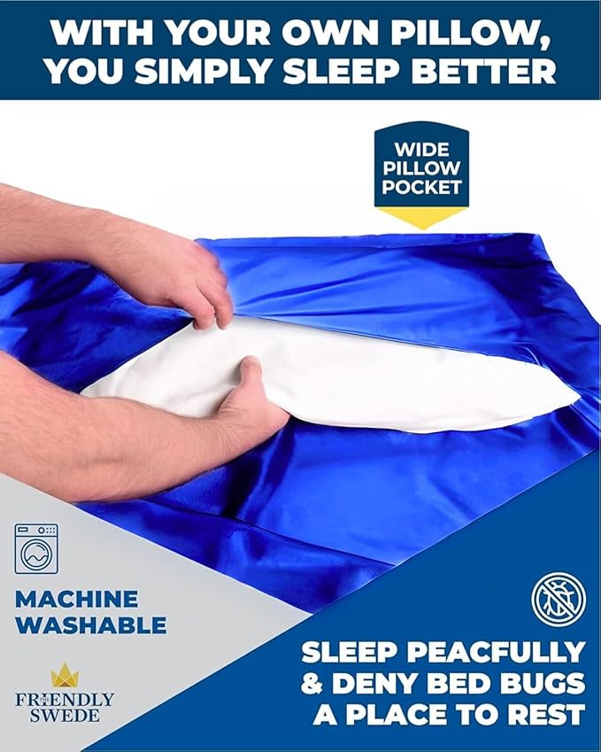The Friendly Swede Sleeping Bag Liner — Ultralight Polyester or Cold Weather Microfiber Adult Sleep Sack- Camping Sheets - Travel Sleeping Bag with Pocket-Size Stuff Sack