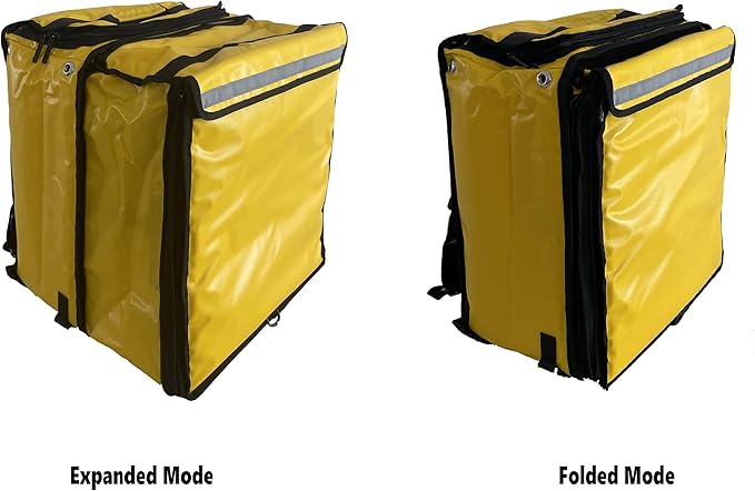 PK-GV: Extendable Food Delivery Rucksacks Flexible Pizza Takeaway Bags Delivery Backpacks with Cup HoldersYellow