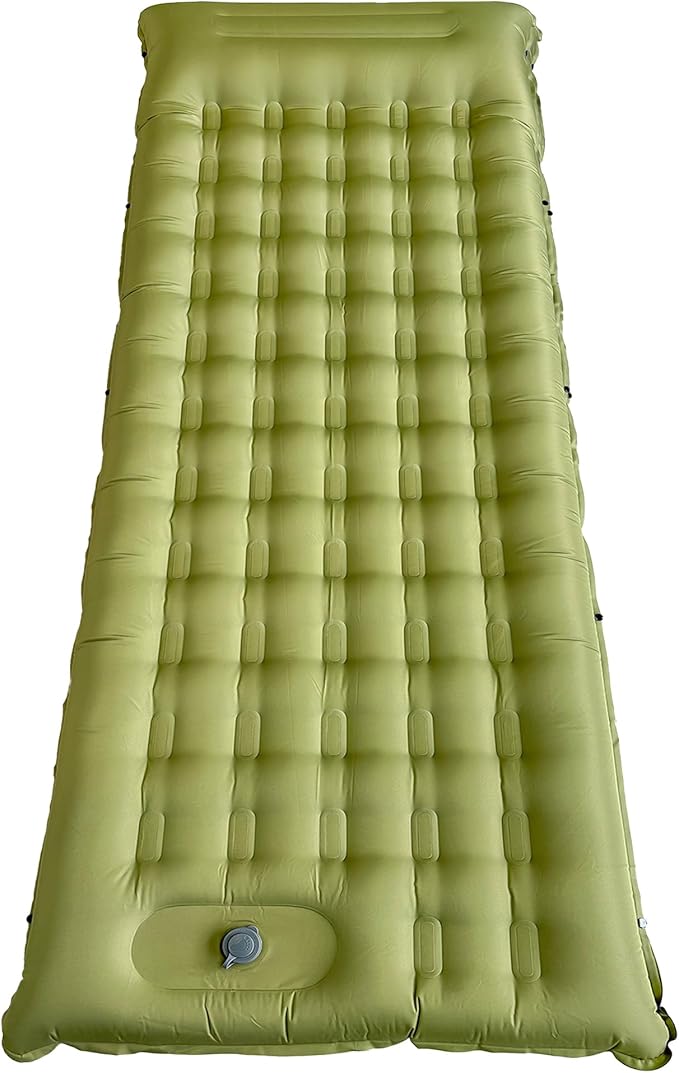 Sleeping Pad for Camping - Thick Camping Mattress with Pillow Built-in Foot Pump Compact Portable Camping Mat for Backpacking Hiking Car Traveling Beach Tent