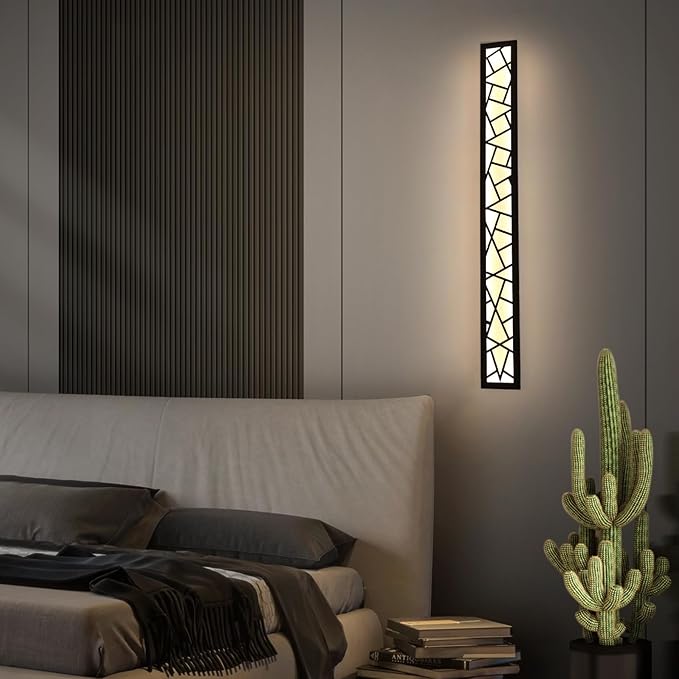 80CM Sand-Black LED Wall Light 40W Rectangle Porch Lamp Acrylic Shade IP65 Waterproof Outdoor Fixture for Patio Garage Doorway Hallway 120° Beam Angle Aluminum Body 3000K-6000K Switchable 80x12x4.5cm