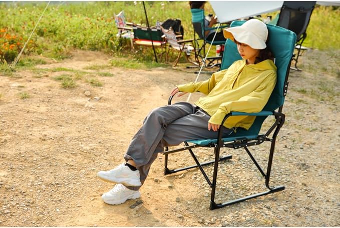 Elountik Oversized Portable Folding Directors Chair with Side Table and Storage Pocket for Camping Beach Fishing Picnic and Lawn - Heavy Duty Blue