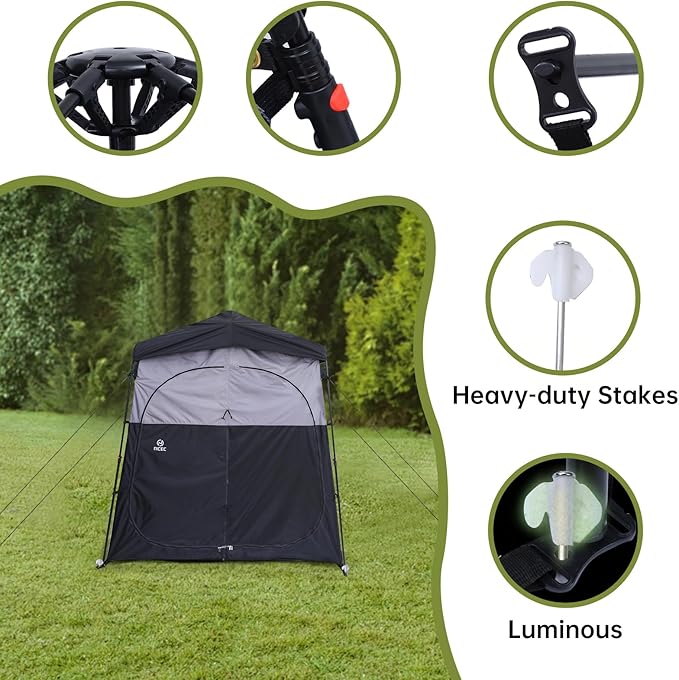 Nice C Camping Shower Tent Instant Pop Up Privacy Changing Tent Outdoor Shower Enclosure Toilet Tents Camping Bathroom Oversize (2 Room)