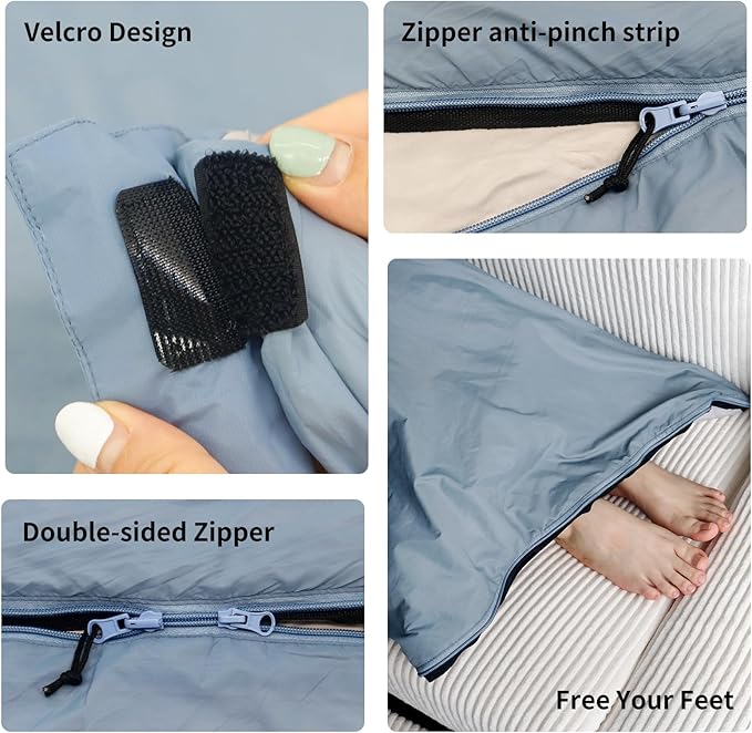 NewDoar Ultralight Backpacking Sleeping Bag - 50-70°F 1.5lbs Waterproof &amp Machine Washable 2-Way Zipper for TeensCouplesWomenMen Compact for Hiking/Camping (M/L Sizes)