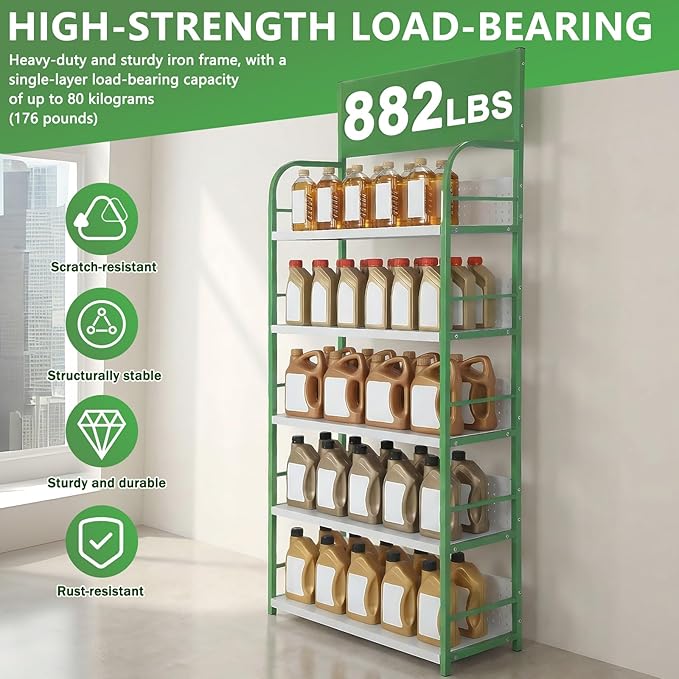 5 Tier Supermarket Large Sample Display Shelf with Signboard Retail Snack Display Rack for Kitchen Office and Convenience Store