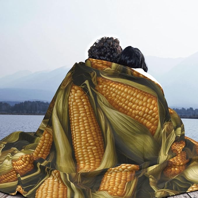 Corn 80x60 Printed Soft Fleece Blanket for Sofa Bed and Camping - Cozy Blanket for Travel Picnics Nighttime Use