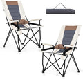 HAPPYGRILL Folding Camping Chair Set of 2 Portable Lawn Chair with Cup Holder &amp Carrying Bag 330 LBS Folding Chair for Outside Fishing Travel Swimming Picnic