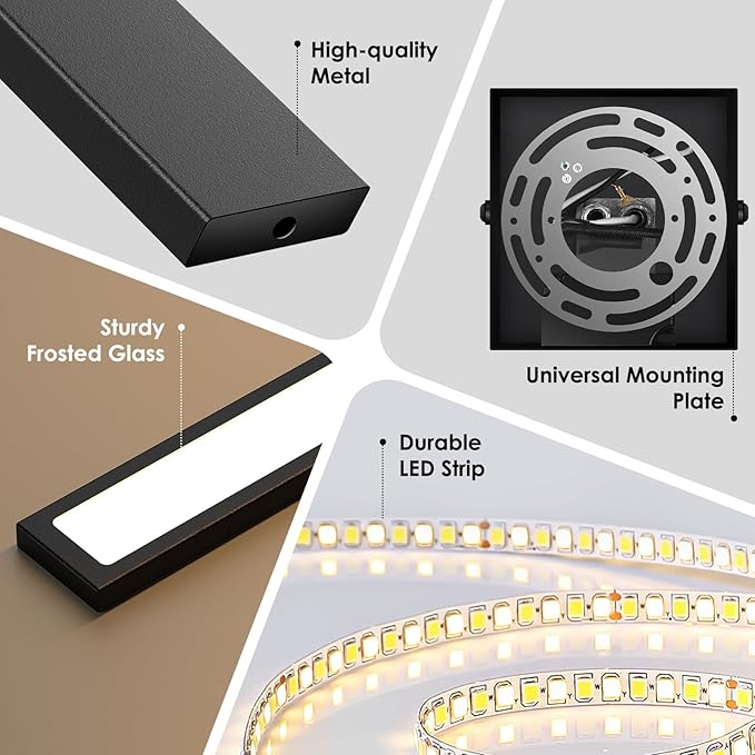 BesLowe 2-Pack 46.88inch Long Outdoor Wall Lights Modern LED Exterior Lighting Fixtures Wall Mount Waterproof Porch Lights Outdoor Wall Sconces Black Outside Lights for House Front Door Garage