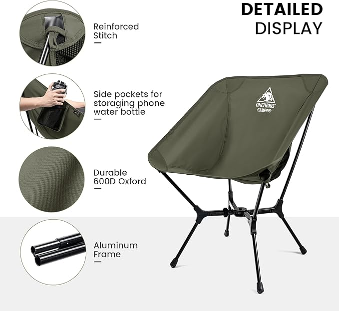 ONETIGRIS OasisFlex Camping ChairPortable Chair with Carry BagGreat for CampingBeachPicnicParkLawnSports and Outdoor Events