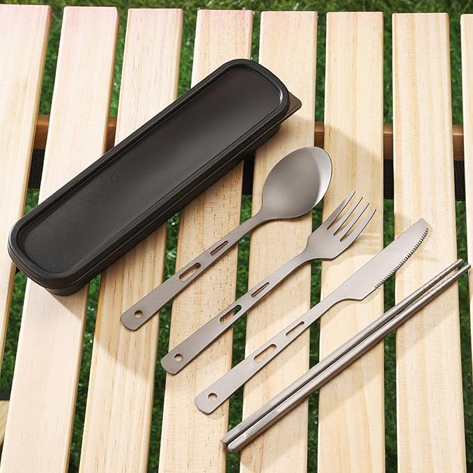 Alomejor Tableware Set Portable Fork Spoon Knife Chopsticks Cutlery Lightweight Camping Picnic Utensils