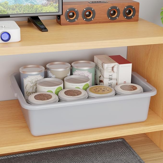 4 Pack 13 L Commercial Bus Tote Restaurant Food Service Bus Tub Grey