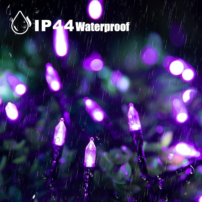 Minetom Halloween String Lights Outdoor 98 Feet 300 Led Christmas Lights with 8 Lighting Modes for Halloween Party Christmas Xmas Tree Lights Decor(Purple)