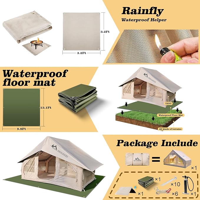 Inflatable Tents for Camping Large Inflatable Camping Tent with Hand Pump Easy Setup Tents for 4-6 People Portable Glamping Tent