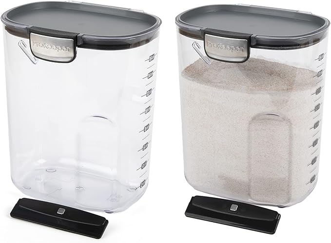 Progressive International ProKeeper+ Clear Plastic Airtight Food Baker's Kitchen Storage Organization Container Canister Set with Magnetic Accessories 2- Piece Set (Flour 4-Quart)