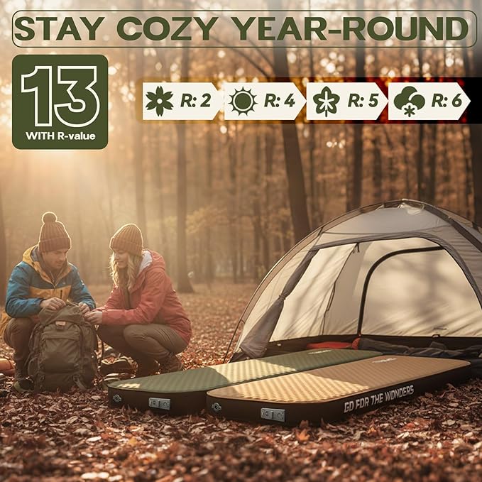 UPWELL Self Inflating Sleeping Pad 4.5 Thickness Camping Mattress with Solid Foam Single Sleeping Mat Portable Fast Inflation for Outdoor Mat Portable Roll Upwith air Pump