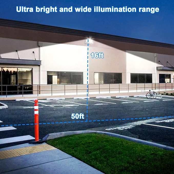 ledmo 150W LED Flood Light Outdoor 18000LM 5000K Super Bright Dusk to Dawn Photocell LED Wall Pack 360 ° Adjustable IP65 Commercial Exterior Wall Large Area Lighting Hardwired
