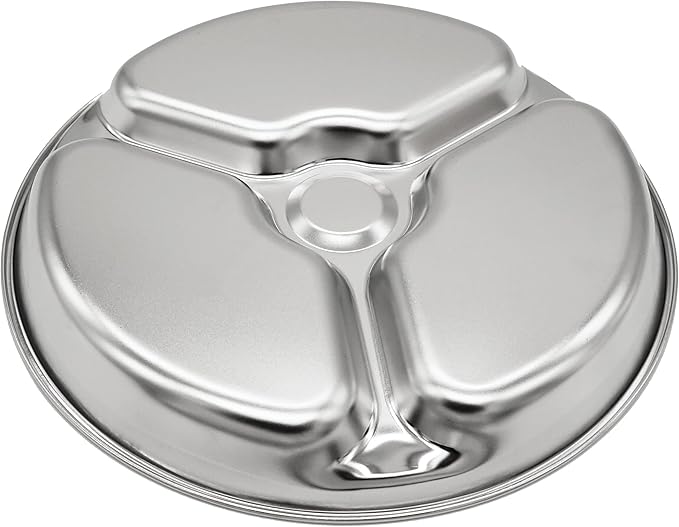 Korean Stainless Steel Divided Plates for Toddlers Kids Babies 8-Inch Premium 304 Electro-Polished No Black Residue BPA-Free Round 3-Compartment Food Tray Camping Diet Control Set of 2