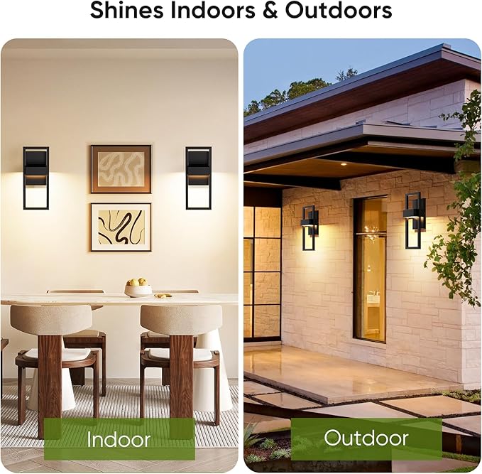 BesLowe 14.5” Modern Outdoor Wall Lights 3000K LED Exterior Lighting Fixtures Wall Mounted Porch Lights Outdoor Wall Sconce Lamps Black Outdoor Lights for House Front Door Garage Patio 2-Pack
