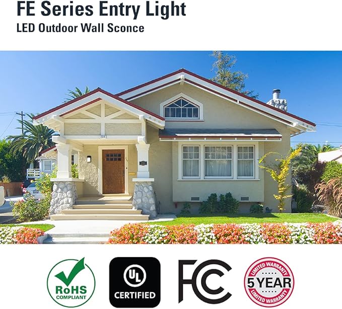 HALO FE 1-Light White LED Outdoor Lantern Sconce with Dusk to Dawn