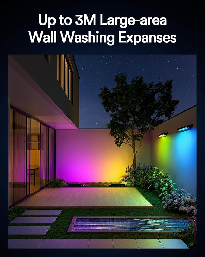 Lumary Smart Outdoor Led Light Bar RGBAIWW Color Changing Wall Washer Lights IP65 Backyard Ambient Floodlights Landscape Lighting for Room/Garden/Halloween/Christmas APP&ampVoice Control 4 Pack