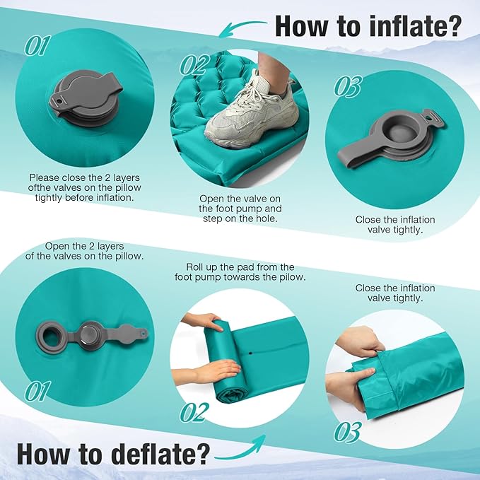 Single Portable Inflatable Outdoor Mattress Camping Sleeping Pad Sleeping Pad for Camping Backpacking Hiking Tent Folding Inflatable Waterproof Ultra Lightweight
